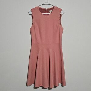 REBECCA TAYLOR Dress Sz 10 Stretch Textured Knit Fit and Flare Pink Grapefruit‎